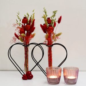 Pakket Valentijn 7:  dubbel frame hart met droogbloemen