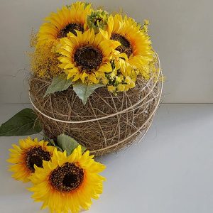 Pakket zomer 18a: bol met seagras en kunstbloemen