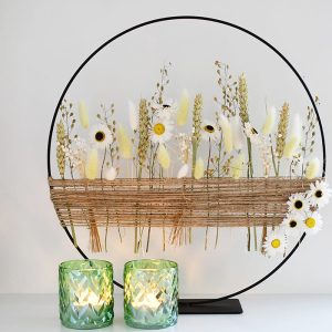 Pakket 12 : ronde staander met droogbloemen