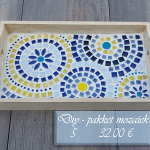 Pakket 5 - Dienblad met mozaïek blauw/geel