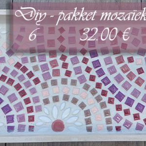 Pakket 6 - Dienblad met mozaïek roze/paars