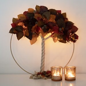 Pakket Herfst 9:  Levensboom met gestabiliseerd blad en ledlichtjes